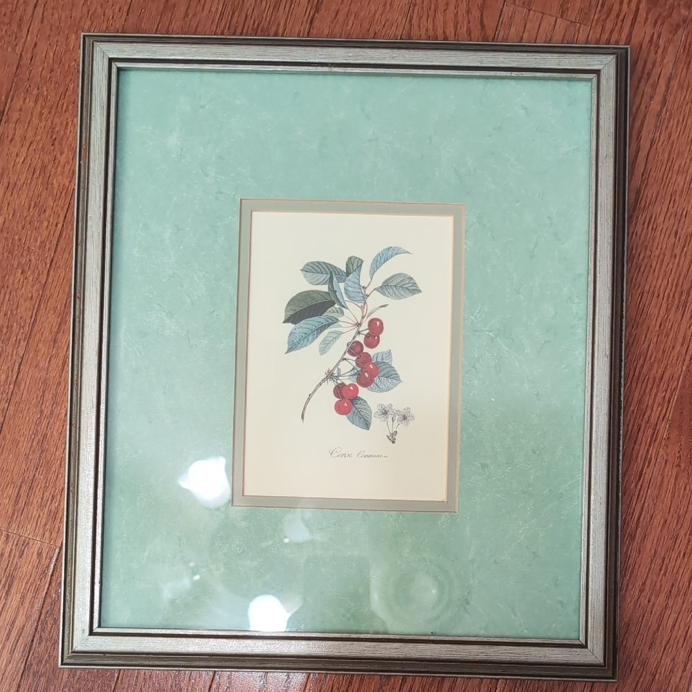 Paragon Framed Print with Green Mat Cerise Commune Cherry 11.5"x13"